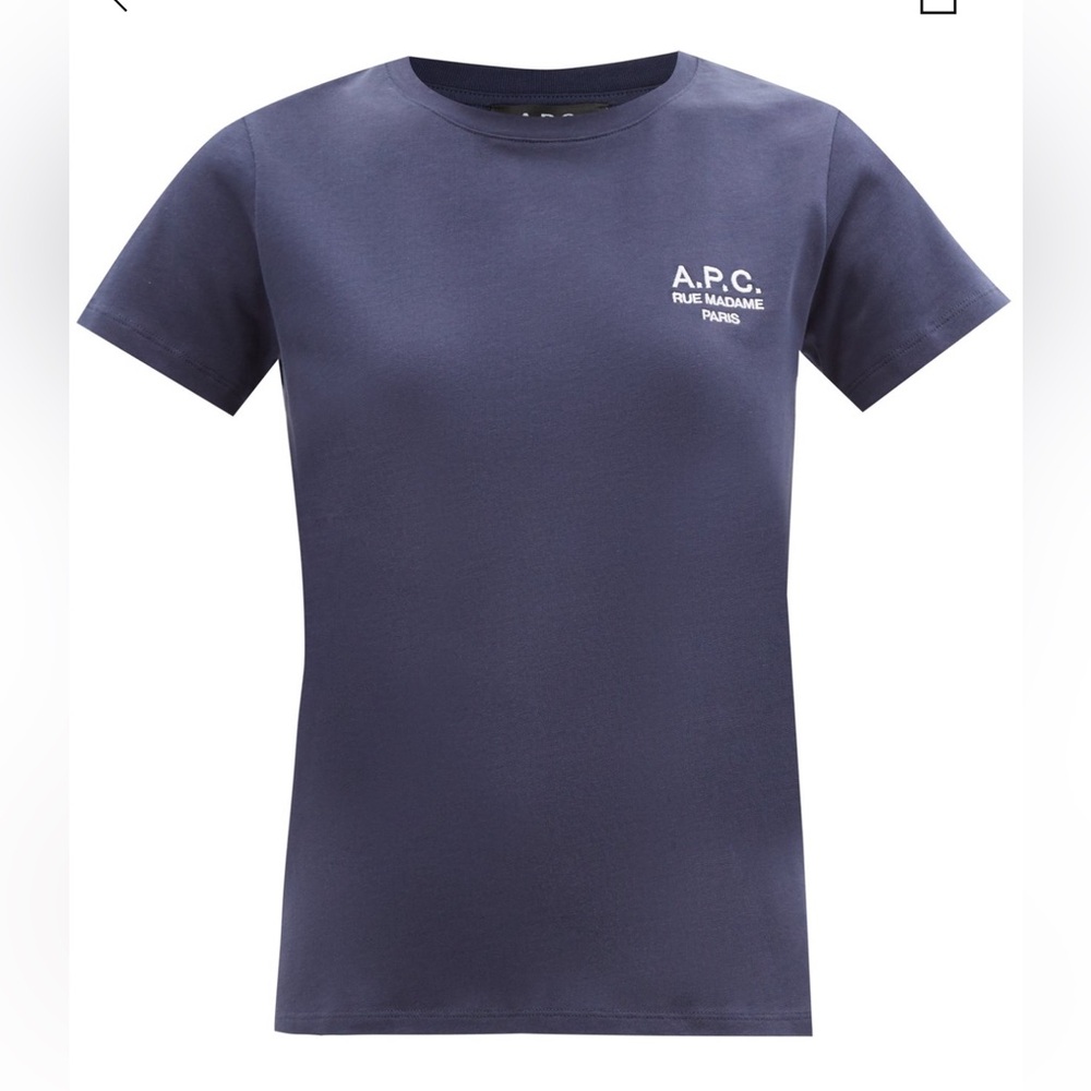 A.P.C Navy Blue Logo Tshirt Size XL